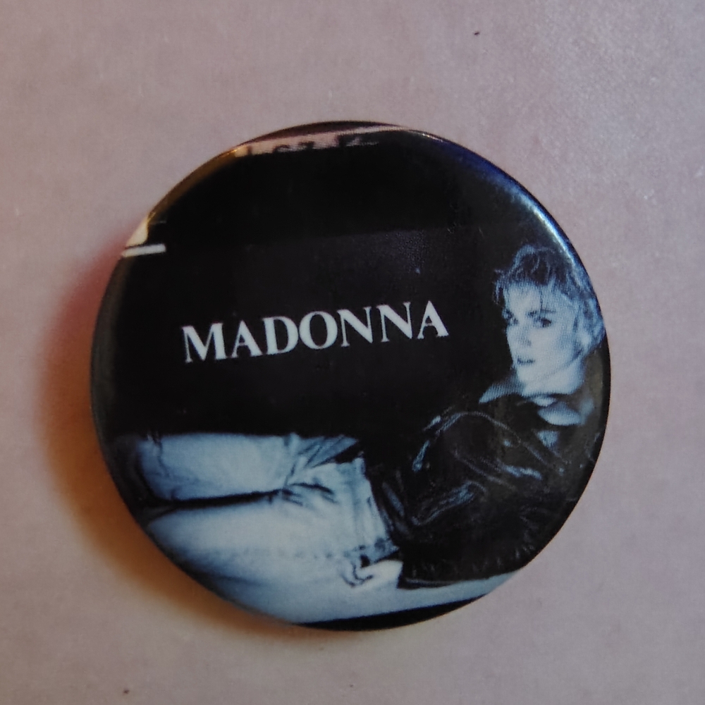 Madonna Black and White Button Pin